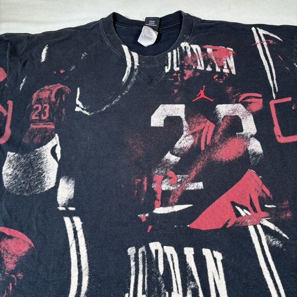 Vintage Y2k Jordan AOP Tee Mens Size XXL Black - Picture 8 of 13